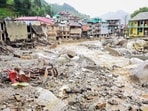 A view of the cloudburst-affected area of Seraj valley, in Mandi on Sunday. Himachal Pradesh Governor Shiv Pratap Shukla visited the disaster affected areas. A view of the cloudburst-affected area of Seraj valley, in Mandi on Sunday. Himachal Pradesh Governor Shiv Pratap Shukla visited the disaster affected areas.