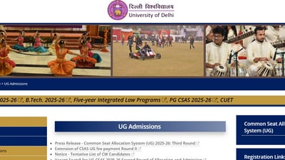 DU UG Admissions 2025: Round 3 upgraded allocations scheduled to be out on August 5, 2025, at admission.uod.ac.in. The steps to check are given here. (Image source: screenshot/admission.uod.ac.in) DU UG Admissions 2025: Round 3 upgraded allocations scheduled to be out on August 5, 2025, at admission.uod.ac.in. The steps to check are given here. (Image source: screenshot/admission.uod.ac.in)