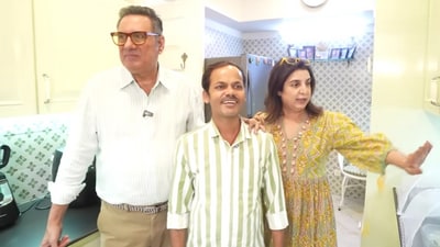 Farah Khan and Dilip visit Boman Irani's house in Mumbai. Farah Khan and Dilip visit Boman Irani's house in Mumbai.