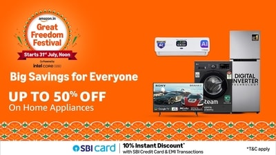 Amazon Great Freedom Festival deals on large appliances with up to 60% discount.