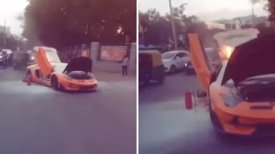 Billionaire Gautam Singhania reposted footage of a Lamborghini burning in Bengaluru. Billionaire Gautam Singhania reposted footage of a Lamborghini burning in Bengaluru.