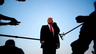 President Donald Trump speaks with reporters before boarding Air Force One at Lehigh Valley International Airport on Aug. 3. (AP) President Donald Trump speaks with reporters before boarding Air Force One at Lehigh Valley International Airport on Aug. 3. (AP)