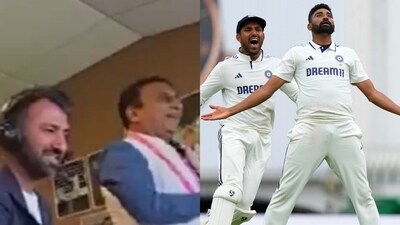 Sunil Gavaskar and Cheteshwar Pujara drop all pretence of neutrality after Siraj’s knockout blow seals a thrilling win at The Oval. (Screengrab and AP Images) Sunil Gavaskar and Cheteshwar Pujara drop all pretence of neutrality after Siraj’s knockout blow seals a thrilling win at The Oval. (Screengrab and AP Images)