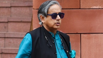 Congress MP Shashi Tharoor at Parliament premises during the ongoing monsoon session, in New Delhi. (ANI) Congress MP Shashi Tharoor at Parliament premises during the ongoing monsoon session, in New Delhi. (ANI)