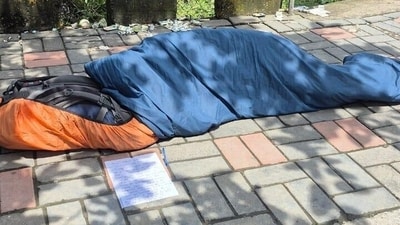 TCS has responded to viral pics that show an employee camping outside the company's Pune office. (Instagram/@beingpunekarofficial) TCS has responded to viral pics that show an employee camping outside the company's Pune office. (Instagram/@beingpunekarofficial)