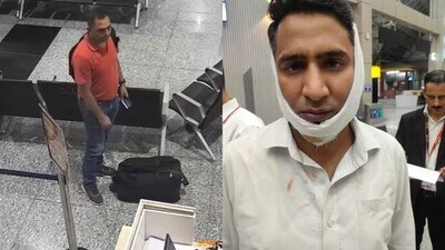 The incident occurred at Srinagar Airport last week, when the officer (L) assaulted four SpiceJet staffers, leaving them with a spinal fracture and injuries to the jaw. (Sourced) The incident occurred at Srinagar Airport last week, when the officer (L) assaulted four SpiceJet staffers, leaving them with a spinal fracture and injuries to the jaw. (Sourced)