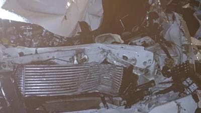 The police car was mangled beyond recognition from the impact. (HT sourced photo) The police car was mangled beyond recognition from the impact. (HT sourced photo)