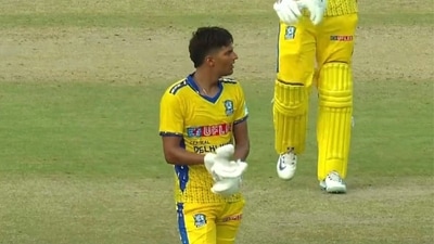 Yash Dhull lit up the Arun Jaitley Stadium with a sensational century -- the first of DPL 2025. (Screengrab - JioHotstar) Yash Dhull lit up the Arun Jaitley Stadium with a sensational century -- the first of DPL 2025. (Screengrab - JioHotstar)