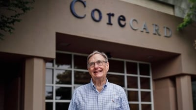 CoreCard CEO Leland Strange at the company’s Norcross, Ga., headquarters.