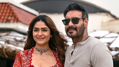 Mrunal Thakur and Ajay Devgn during the promotion of Son of Sardaar 2 in Mumbai. (PTI) Mrunal Thakur and Ajay Devgn during the promotion of Son of Sardaar 2 in Mumbai. (PTI)