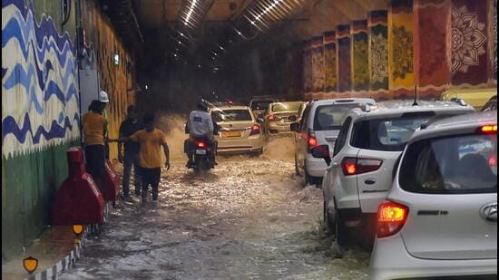 Work on the underpass had stalled in 2023 after flooding from the Yamuna caused structural damage to the site. (PTI)