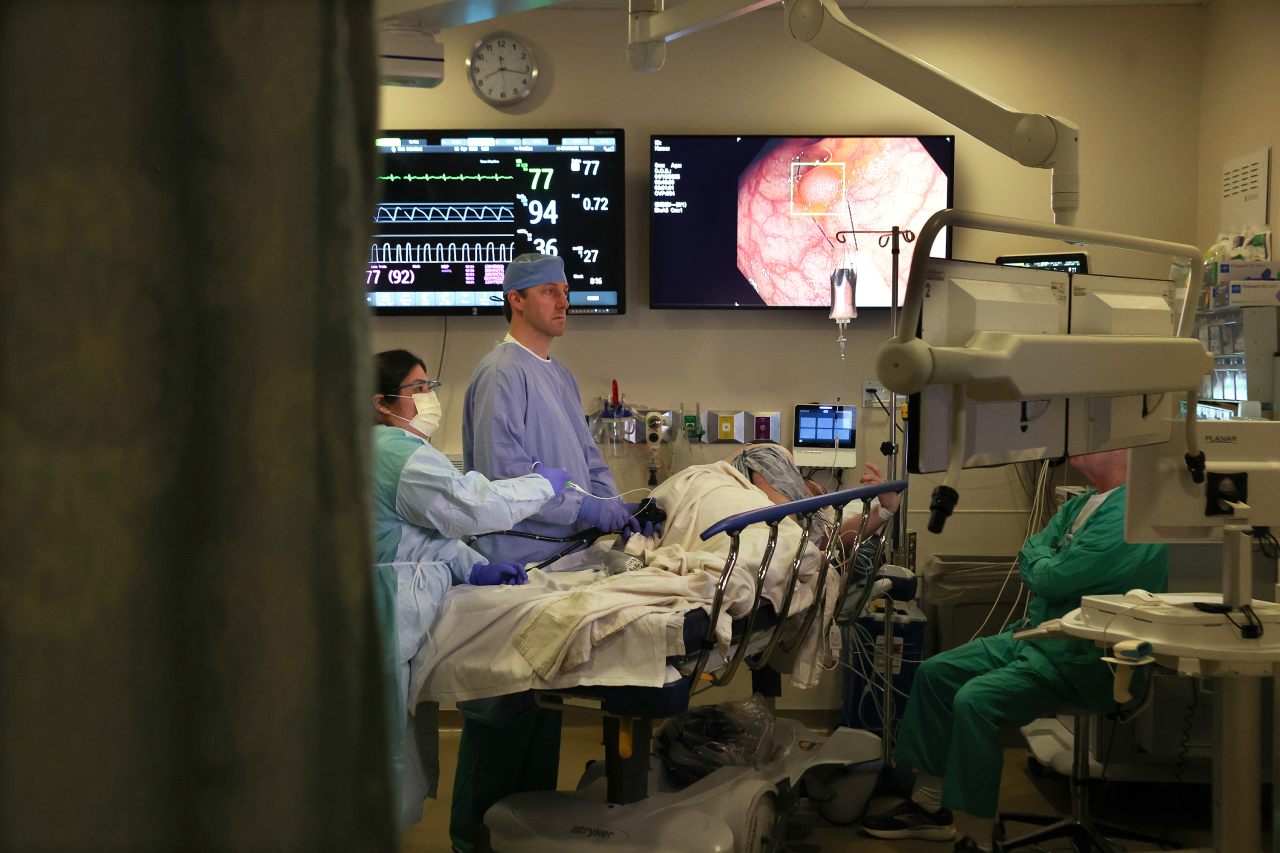 Colonoscopy helps to detect polyps. Colonoscopy helps to detect polyps.