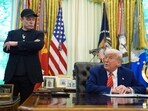 President Donald Trump, right, speaks during a news conference with Elon Musk in the Oval Office of the White House, President Donald Trump, right, speaks during a news conference with Elon Musk in the Oval Office of the White House,