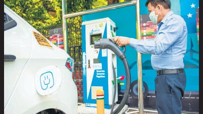 Currently, Panchkula has only about 10 EV charging stations, further discouraging potential buyers. (HT File) Currently, Panchkula has only about 10 EV charging stations, further discouraging potential buyers. (HT File)
