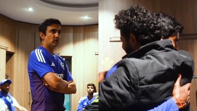 Gautam Gambhir and Ravindra Jadeja delivered stirring dressing-room messages after India levelled the Test series 2-2. (X Image/@BCCI) Gautam Gambhir and Ravindra Jadeja delivered stirring dressing-room messages after India levelled the Test series 2-2. (X Image/@BCCI)