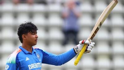 India's Vaibhav Suryavanshi celebrates after completing his century against England U-19 last month. (Action Images via Reuters) India's Vaibhav Suryavanshi celebrates after completing his century against England U-19 last month. (Action Images via Reuters)