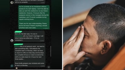An Indian manager’s WhatsApp text on an office group has sparked anger among Reddit users. (Reddit/Awd_7, Unsplash (Representational image)/Muradi) An Indian manager’s WhatsApp text on an office group has sparked anger among Reddit users. (Reddit/Awd_7, Unsplash (Representational image)/Muradi)