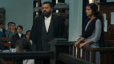 Janaki V vs State of Kerala OTT release: Suresh Gopi and Anupama Parameswaran in a still from the legal drama. Janaki V vs State of Kerala OTT release: Suresh Gopi and Anupama Parameswaran in a still from the legal drama.