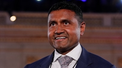 Palantir CTO Shyam Sankar reacts as President Donald Trump delivers remarks during the 'Winning the AI Race' Summit in Washington. (Reuters)