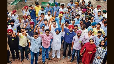 Students during a rally on the varsity campus in Chandigarh on Tuesday. (Ravi Kumar/HT) Students during a rally on the varsity campus in Chandigarh on Tuesday. (Ravi Kumar/HT)