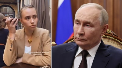 Elizaveta Krivonogikh, believed to be Russian President Vladimir Putin’s illegitimate daughter. (X/@ igorsushko and File Photo/Reuters) Elizaveta Krivonogikh, believed to be Russian President Vladimir Putin’s illegitimate daughter. (X/@ igorsushko and File Photo/Reuters)