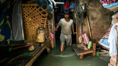 Floodwater entered the homes of people in UP's Varanasi after heavy monsoon rains induced a rise in the water level of the river Ganga in Varanasi (Niharika Kulkarni / AFP) Floodwater entered the homes of people in UP's Varanasi after heavy monsoon rains induced a rise in the water level of the river Ganga in Varanasi (Niharika Kulkarni / AFP)