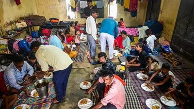 A total of 905 flood shelters are operational in the affected areas and 11,248 displaced individuals have been shifted to these facilities. (PTI) A total of 905 flood shelters are operational in the affected areas and 11,248 displaced individuals have been shifted to these facilities. (PTI)