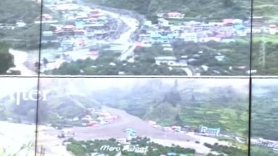 Pictures from before and after a cloudburst show the scale of devastation in Dharali village, which is a stopover along the route to Gangotri pilgrimage site.(X/ @ANI)