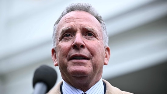 US envoy Steve Witkoff speaks to reporters outside the West Wing of the White House in Washington, DC on March 6, 2025. (AFP)