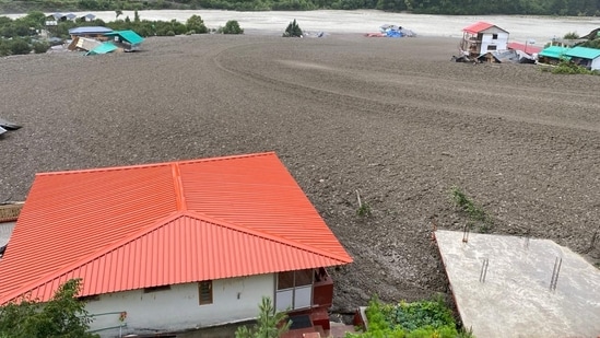 Several houses were damaged or swept away in the raging waters after the cloudburst, and at least four people have been killed so far in the incident. (@suryacommand/X)