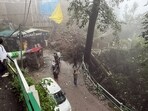Due to the incessant rain, rivers and rivulets, including Beas river and Suketi Khad in Mandi, remained in spate at many places in the state. (HT Photo) Due to the incessant rain, rivers and rivulets, including Beas river and Suketi Khad in Mandi, remained in spate at many places in the state. (HT Photo)