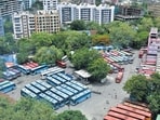 Mumbai, India - June 8, 2018: MSRTC bus parked at Parel depo, ST employees went on strike and demanded of increase in wages from Thursday in Mumbai, India, on Friday, June 8, 2018. (Photo by Anshuman Poyrekar/Hindustan Times) (Anshuman Poyrekar/HT Photo)