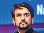 New Delhi, India - November 24, 2021: Union Cabinet Minister Anurag Singh Thakur addresses the media on Cabinet decisions at National Media Centre, in New Delhi, India, on Wednesday, November 24, 2021. (Photo by Sanjeev Verma/ Hindustan Times) (Sanjeev Verma/HT PHOTO) New Delhi, India - November 24, 2021: Union Cabinet Minister Anurag Singh Thakur addresses the media on Cabinet decisions at National Media Centre, in New Delhi, India, on Wednesday, November 24, 2021. (Photo by Sanjeev Verma/ Hindustan Times) (Sanjeev Verma/HT PHOTO)