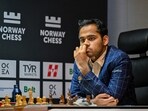 Arjun Erigaisi from India during the first game of Norway Chess in Finansparken in Stavanger, Norway Arjun Erigaisi from India during the first game of Norway Chess in Finansparken in Stavanger, Norway