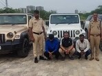 The arrested three in police custody. (HT Photo) The arrested three in police custody. (HT Photo)