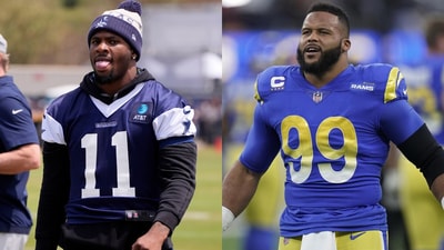 Aaron Donald, and Micah Parsons teased a partnership at Los Angeles Rams (File/AP) Aaron Donald, and Micah Parsons teased a partnership at Los Angeles Rams (File/AP)