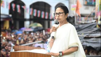 Chief minister of West Bengal Mamata Banerjee address a gathering in West Bengal’s Jhargram district. (AITC Photo) Chief minister of West Bengal Mamata Banerjee address a gathering in West Bengal’s Jhargram district. (AITC Photo)