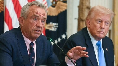 US President Donald Trump (R) listens as US Secretary of Health and Human Services Robert F. Kennedy Jr. speaks at an event. (AFP) US President Donald Trump (R) listens as US Secretary of Health and Human Services Robert F. Kennedy Jr. speaks at an event. (AFP)
