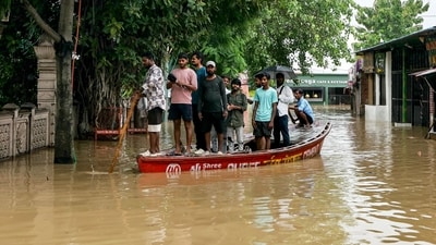 Parts of Varanasi in Uttar Pradesh were flooded on Wednesday after heavy rain caused the River Ganga’s water level to rise sharply. (AFP) Parts of Varanasi in Uttar Pradesh were flooded on Wednesday after heavy rain caused the River Ganga’s water level to rise sharply. (AFP)