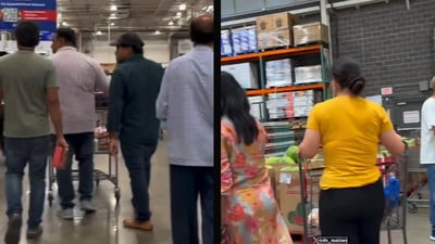 A video of Indians shopping at Costco has sparked a heated debate online. (X/@info_maiden) A video of Indians shopping at Costco has sparked a heated debate online. (X/@info_maiden)