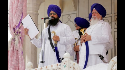 Jathedar Giani Kuldeep Singh Gargaj at the Akal Takht in Amritsar on Wednesday. (ANI) Jathedar Giani Kuldeep Singh Gargaj at the Akal Takht in Amritsar on Wednesday. (ANI)