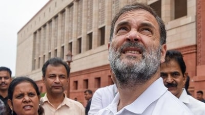Congress MP Rahul Gandhi at the Parliament complex in New Delhi. (ANI) Congress MP Rahul Gandhi at the Parliament complex in New Delhi. (ANI)