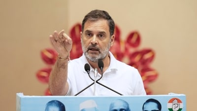 Leader of Opposition in the Lok Sabha and Congress leader Rahul Gandhi calls Trump’s 25% tariff hike “economic blackmail" (PTI File) Leader of Opposition in the Lok Sabha and Congress leader Rahul Gandhi calls Trump’s 25% tariff hike “economic blackmail" (PTI File)