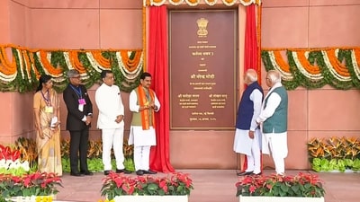 Prime Minister Narendra Modi on Wednesday inaugurated Kartavya Bhavan, the first of ten new government buildings being built in Delhi to bring all Union ministries under one roof. (PMO via PTI) Prime Minister Narendra Modi on Wednesday inaugurated Kartavya Bhavan, the first of ten new government buildings being built in Delhi to bring all Union ministries under one roof. (PMO via PTI)