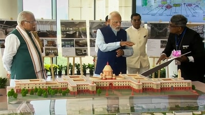 The project aims to bring ministries and departments under one roof to improve efficiency. (PMO via PTI) The project aims to bring ministries and departments under one roof to improve efficiency. (PMO via PTI)
