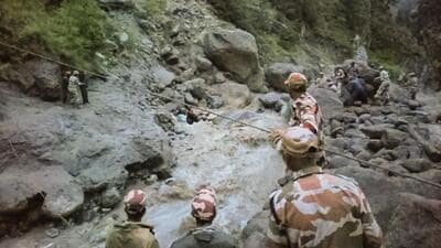 The Indo-Tibetan Border Police (ITBP), which guards the Indo-China border, and the National Disaster Response Force (NDRF) reached the spots on Tuesday evening. (@ITBP_official) The Indo-Tibetan Border Police (ITBP), which guards the Indo-China border, and the National Disaster Response Force (NDRF) reached the spots on Tuesday evening. (@ITBP_official)