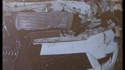 The mangled remains of the crashed car. (HT Photo) The mangled remains of the crashed car. (HT Photo)