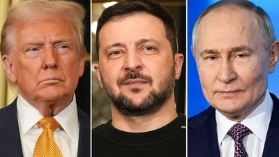 The effort to convene a meeting of Donald Trump, Vladimir Putin, and Volodymyr Zelensky came hours after Putin finished hosting US special envoy Steve Witkoff for three hours of discussions in Moscow. (AP) The effort to convene a meeting of Donald Trump, Vladimir Putin, and Volodymyr Zelensky came hours after Putin finished hosting US special envoy Steve Witkoff for three hours of discussions in Moscow. (AP)