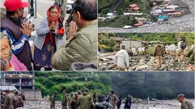 Rescue teams from ITBP, SDRF, NDRF, and the Indian Army are engaged in the search and relief efforts. (PTI) Rescue teams from ITBP, SDRF, NDRF, and the Indian Army are engaged in the search and relief efforts. (PTI)