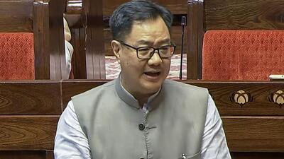 Union Minister Kiren Rijiju said that matters concerning the functioning and responsibilities of the Election Commission of India (ECI), being an autonomous constitutional body, could not be discussed in the House. (Sansad TV) Union Minister Kiren Rijiju said that matters concerning the functioning and responsibilities of the Election Commission of India (ECI), being an autonomous constitutional body, could not be discussed in the House. (Sansad TV)